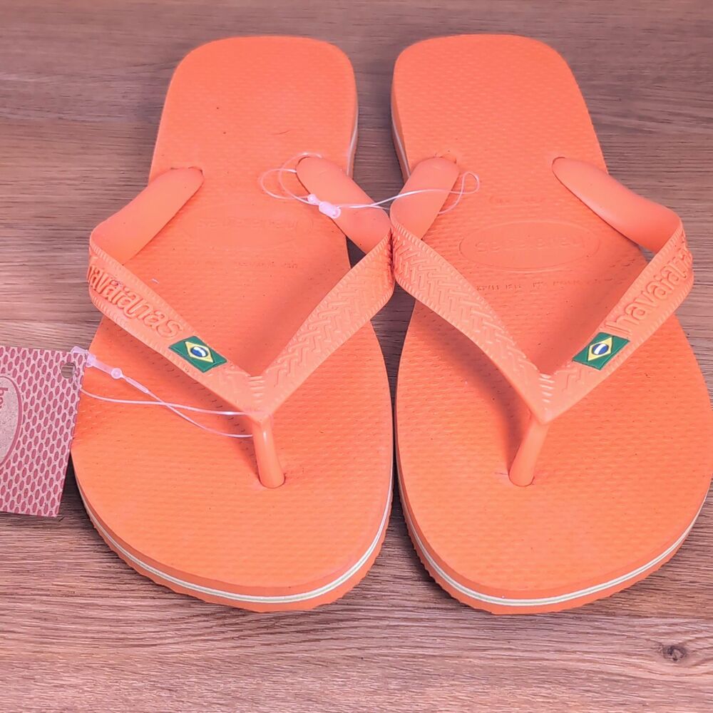 Havaianas Womens 9-10 EU 41-42 Thong Flip Flops Begonia Orange Rubber Brazil NWT